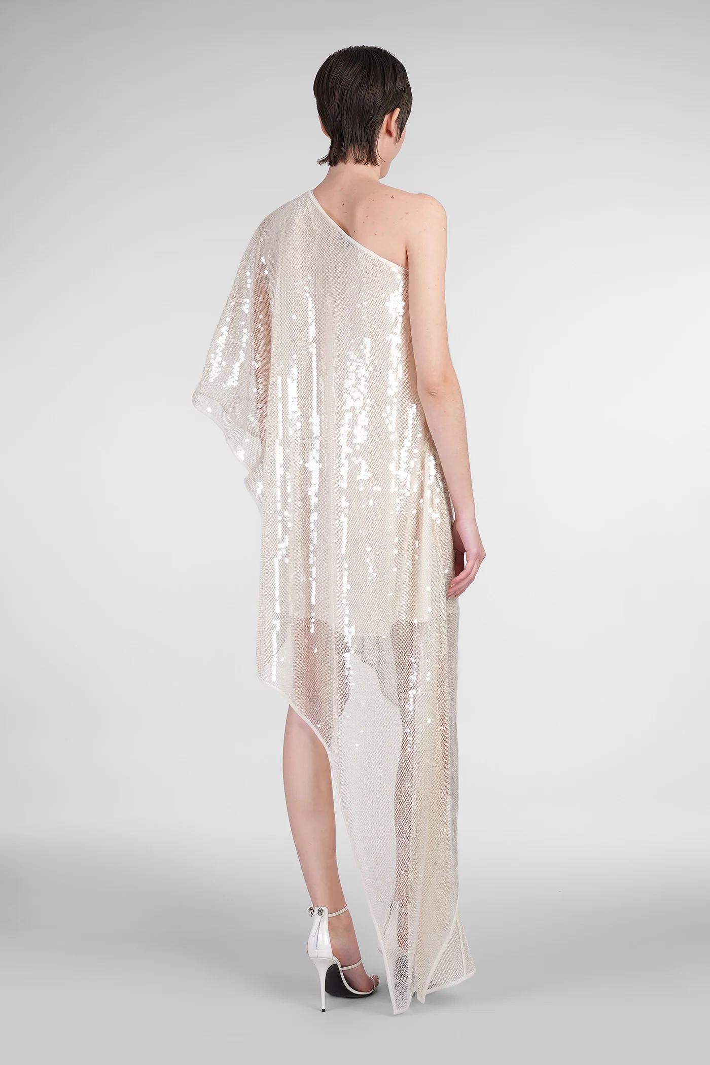 Dress woman in beige polyamide - Image 3