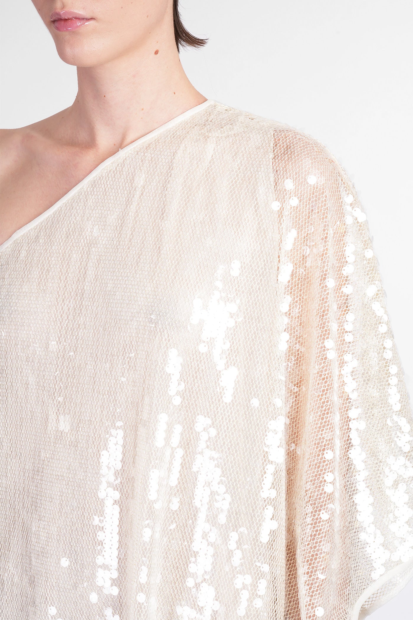 Dress woman in beige polyamide - Image 5