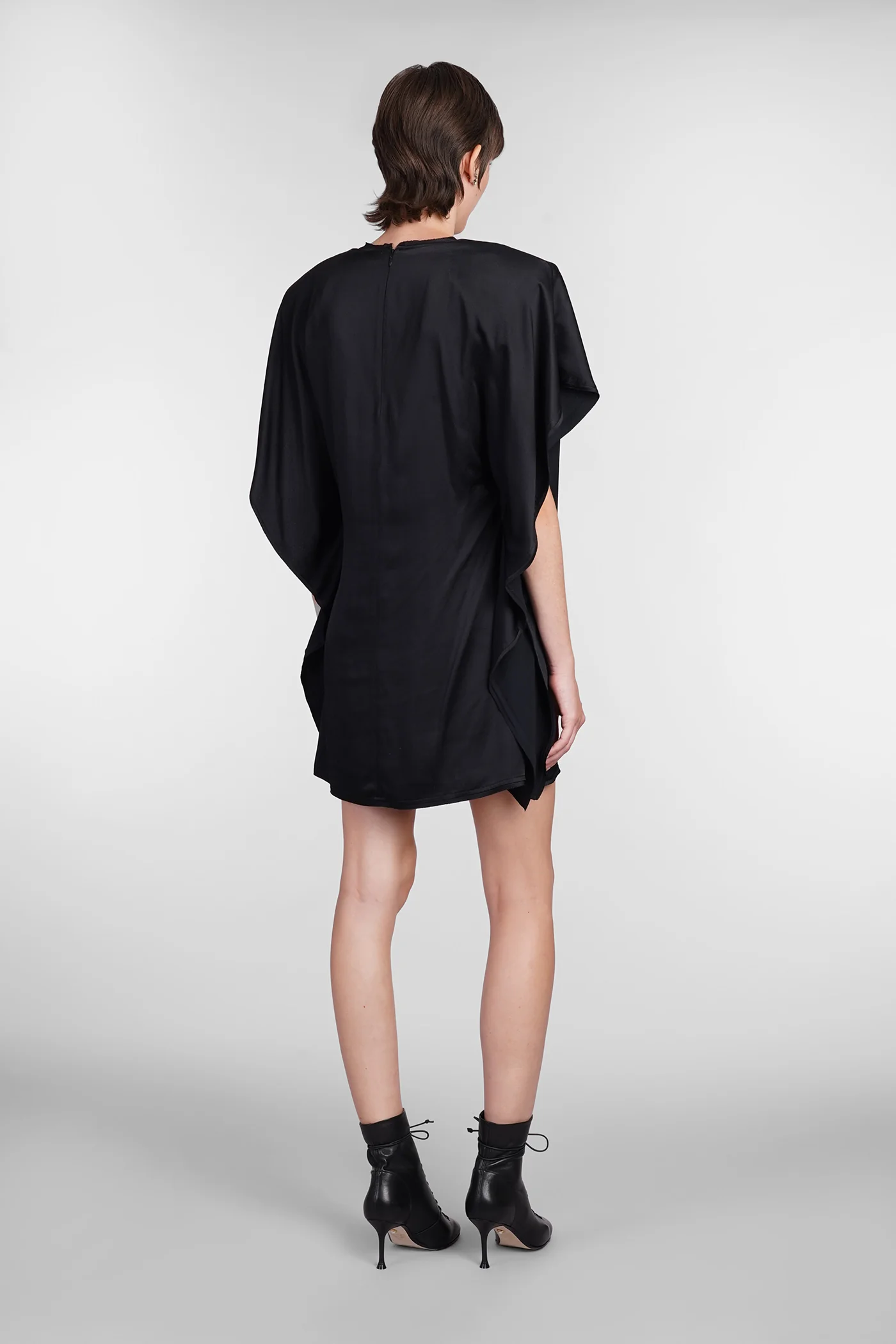 Dress woman in black viscose - Image 3