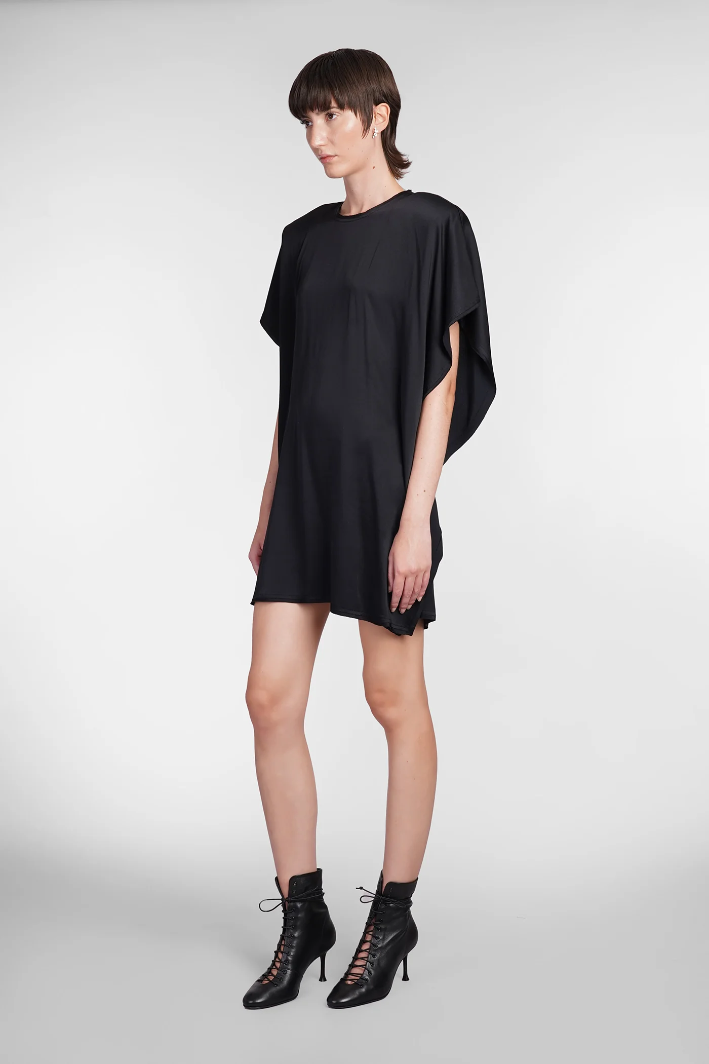 Dress woman in black viscose - Image 4