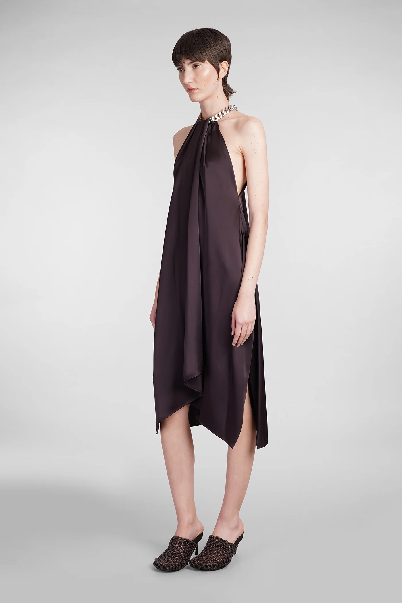 Dress woman in brown acetate - Image 4