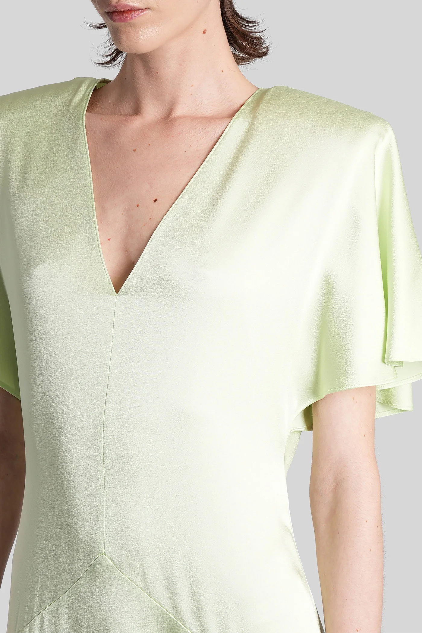 Long dress in green acetate - Image 5
