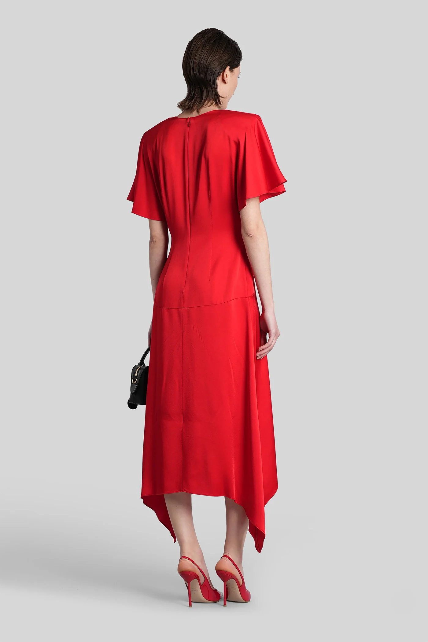 Long dress in red acetate - Image 3