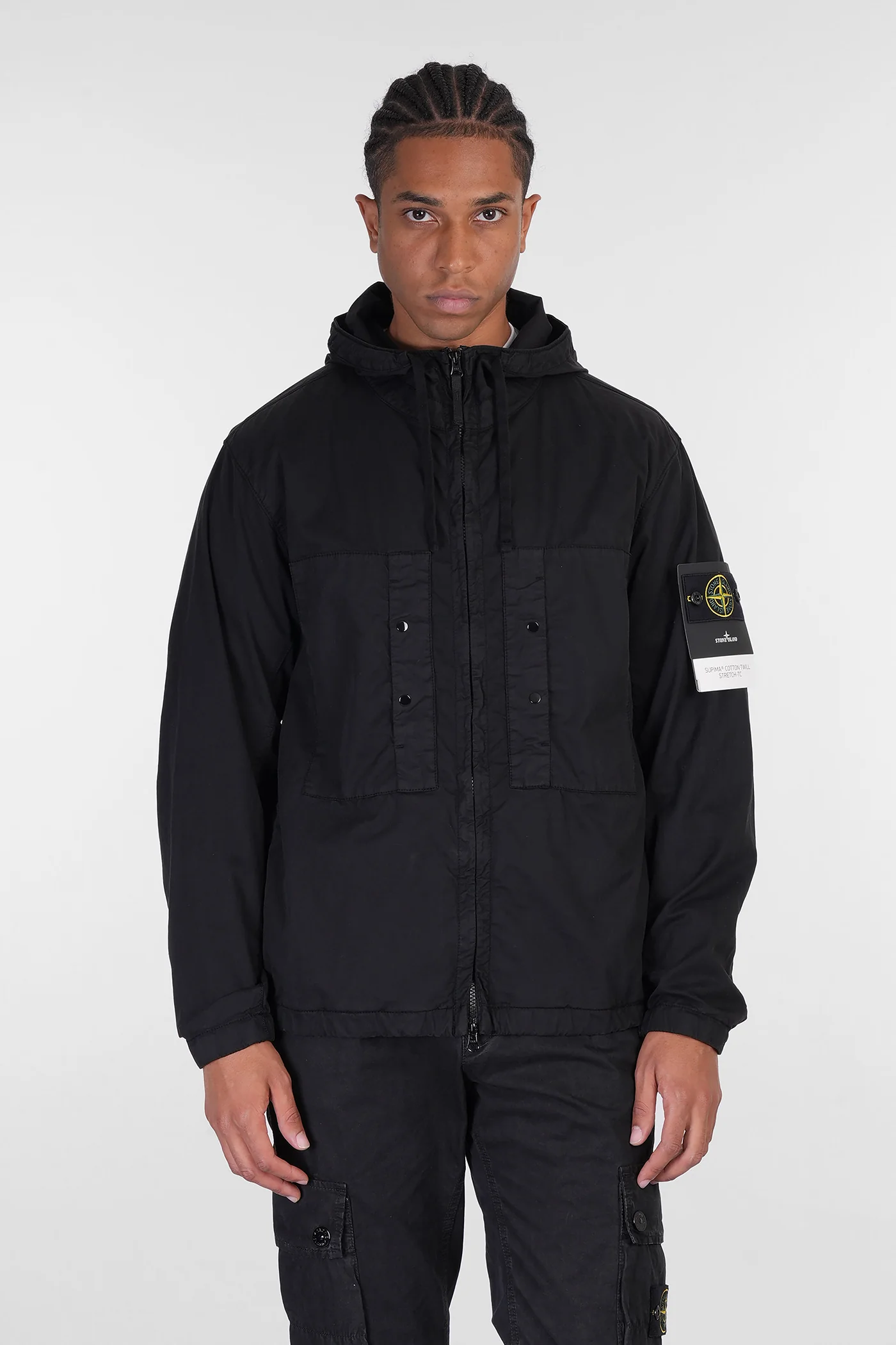 Casual jacket in black cotton