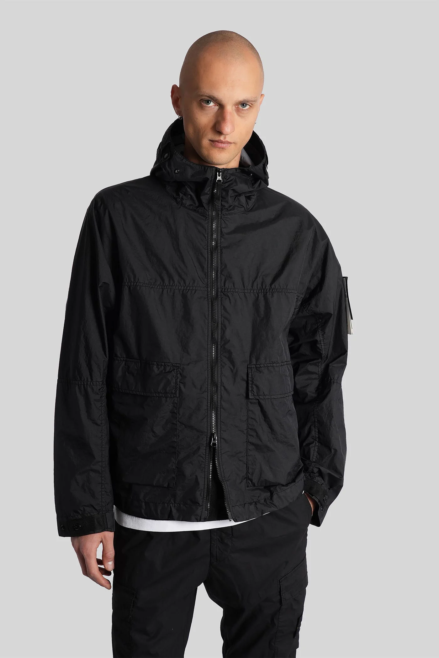 Casual jacket in black polyamide