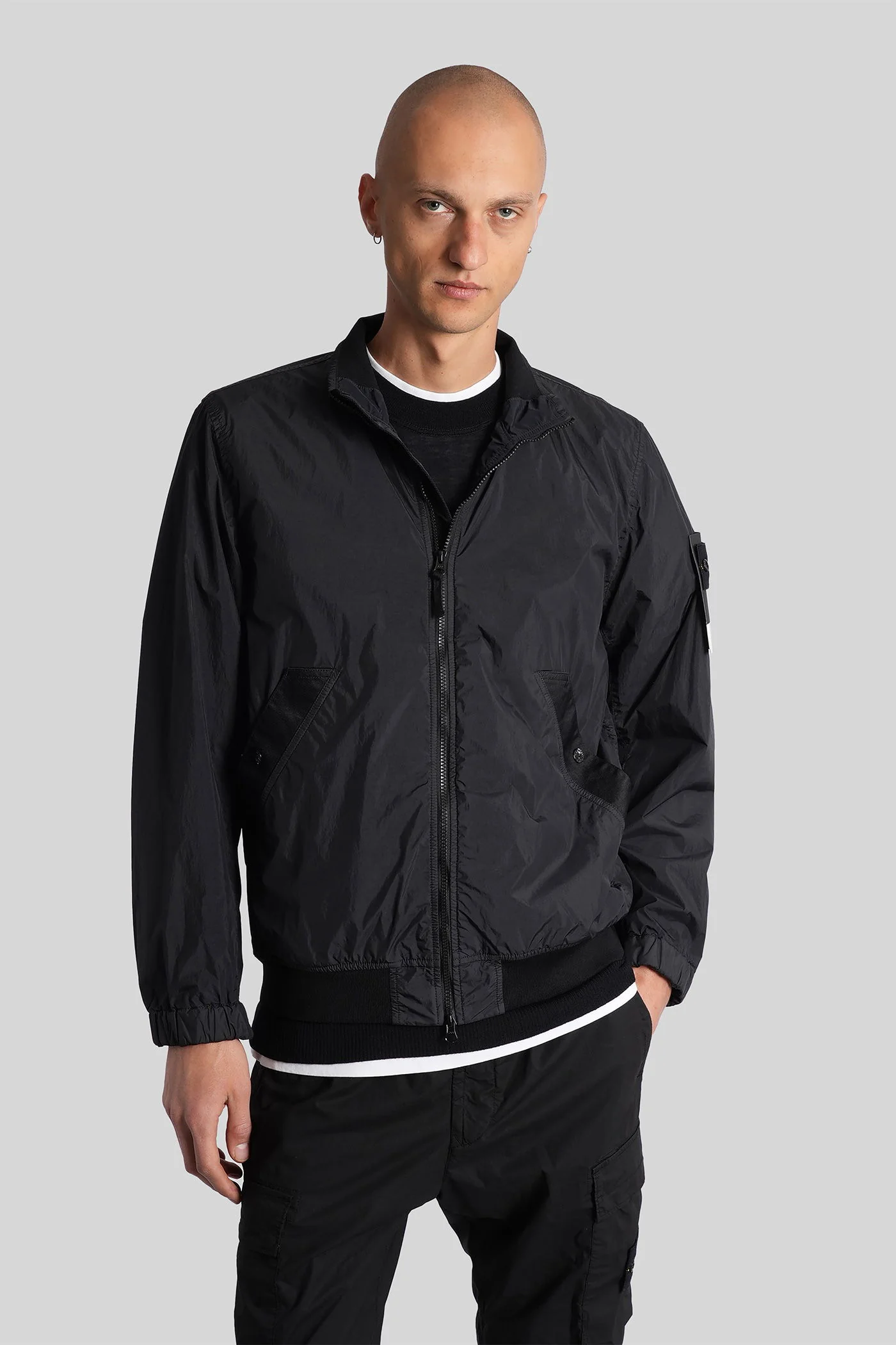 Casual jacket in black polyamide