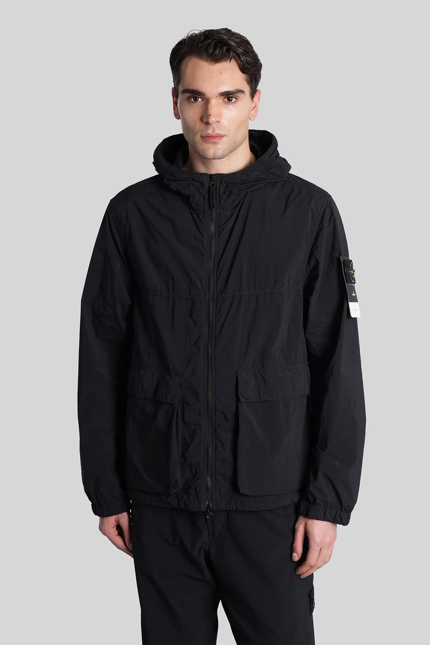Casual jacket in black polyamide