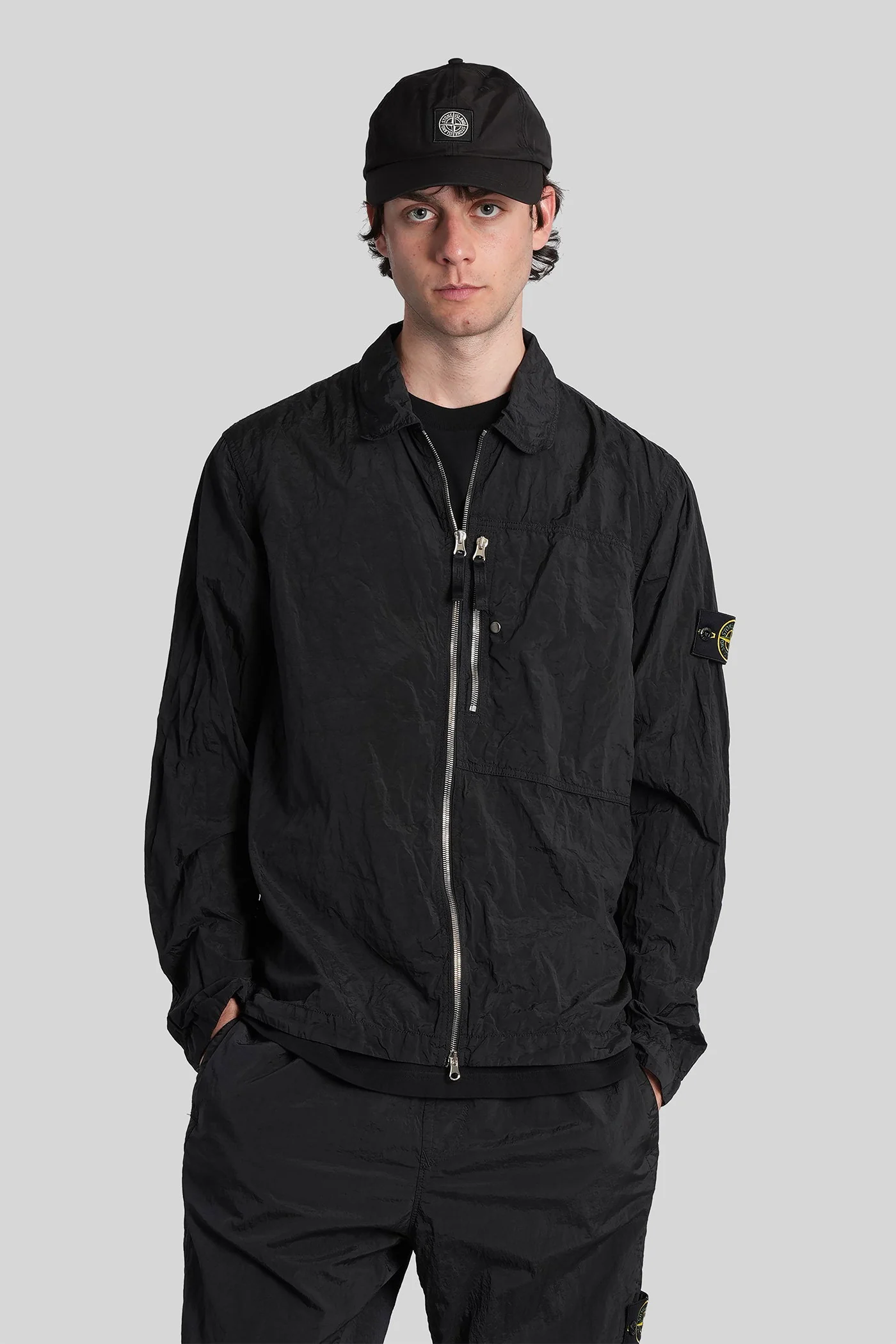Casual jacket in black polyamide