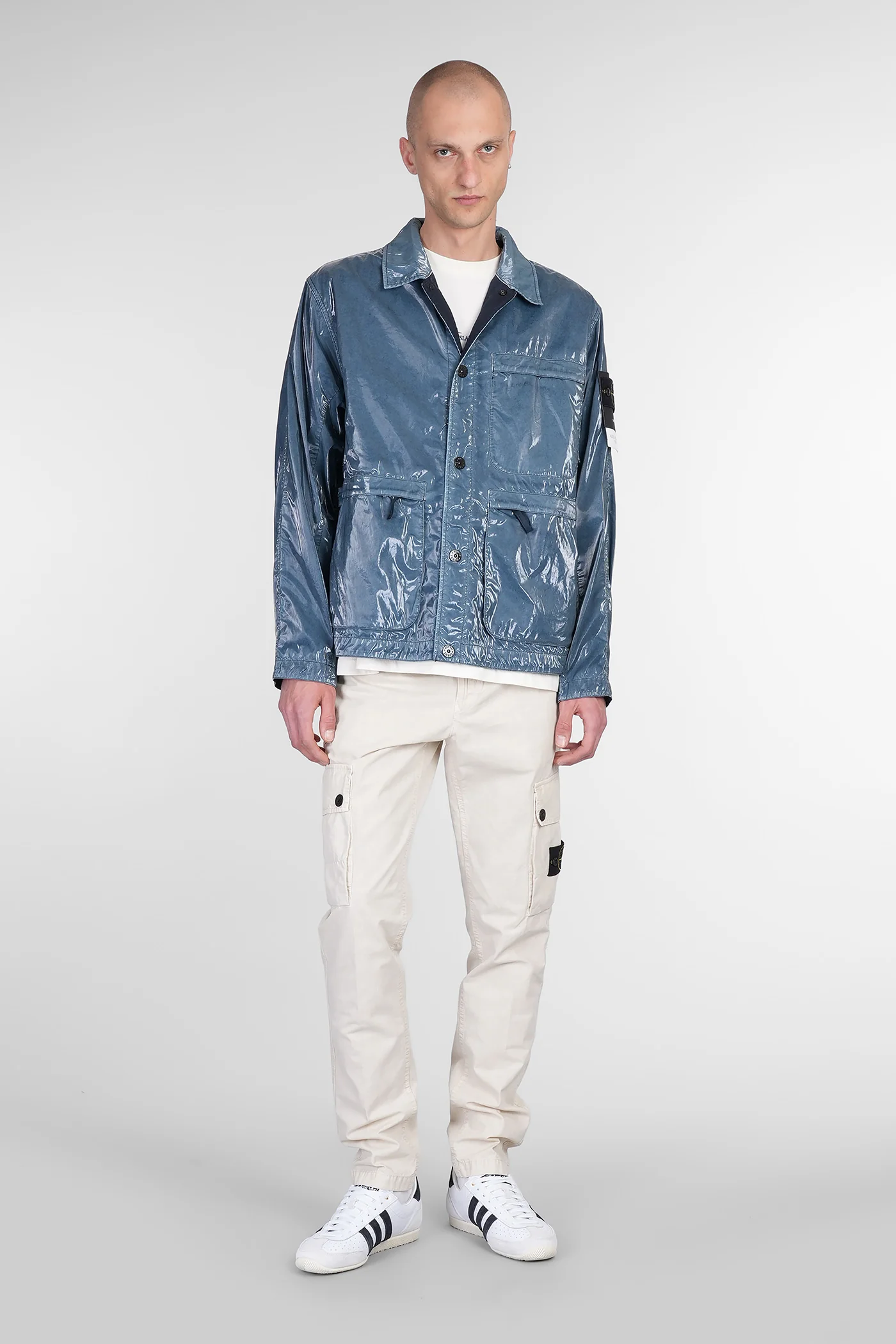 Casual jacket in blue cotton - Image 2