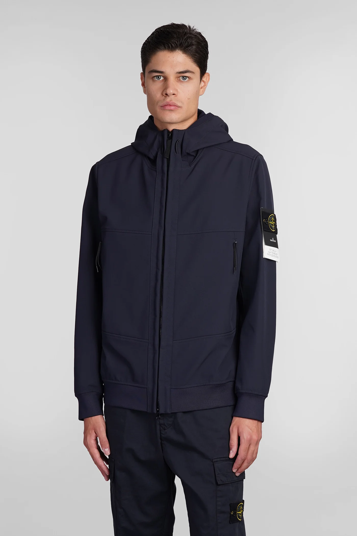 Casual jacket in blue polyester