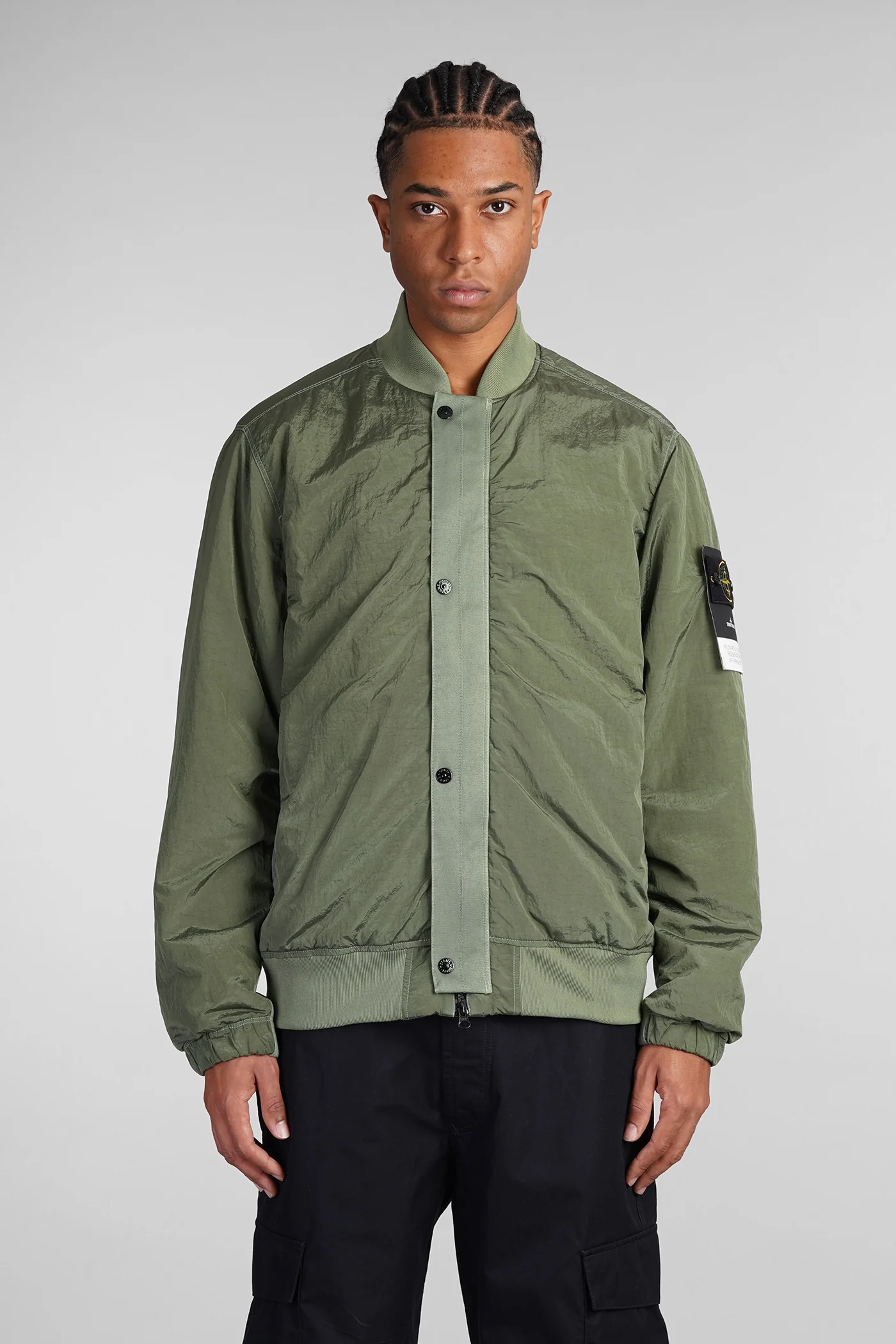 Casual jacket in green polyamide