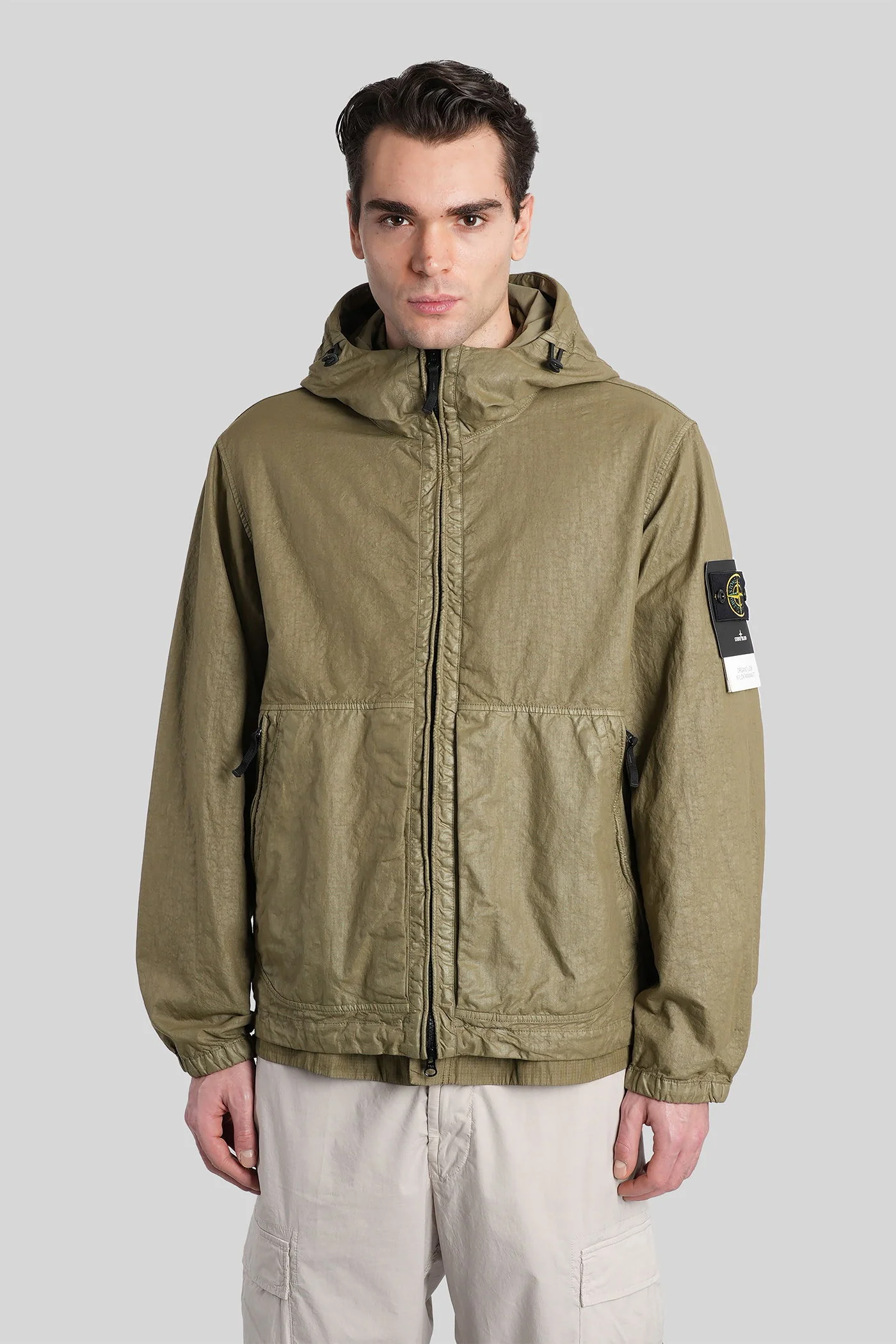 Casual jacket in green polyamide