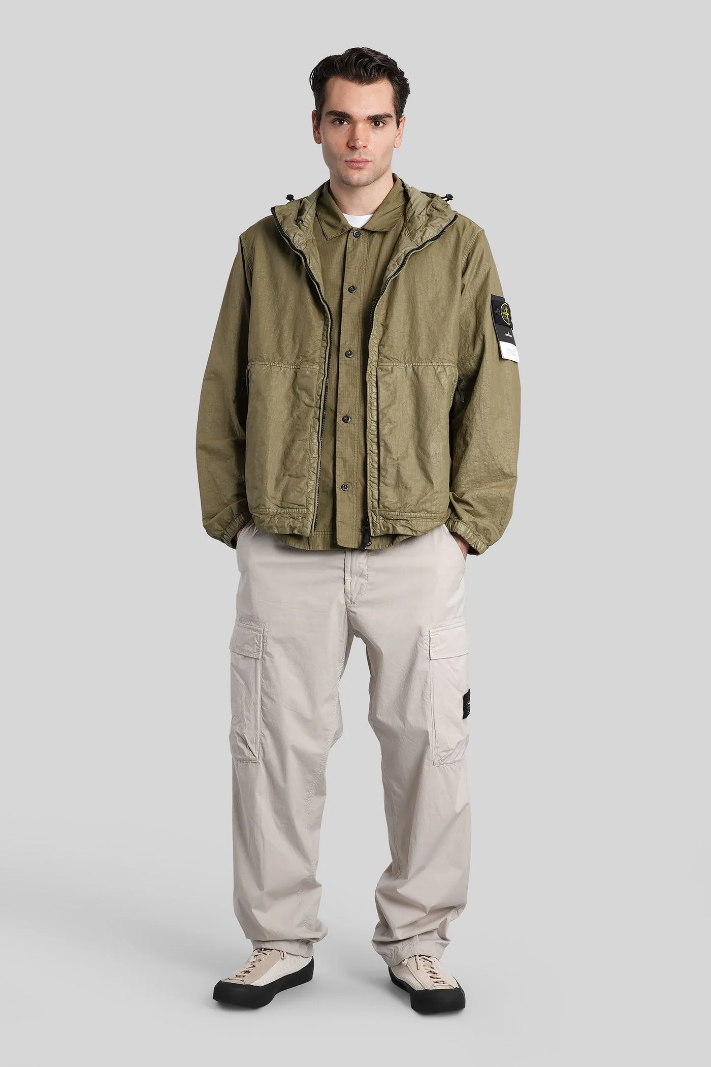 Casual jacket in green polyamide - Image 2