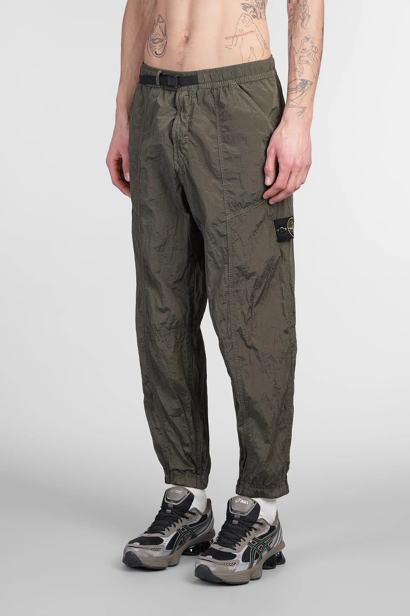 Pants in green polyamide - Image 4