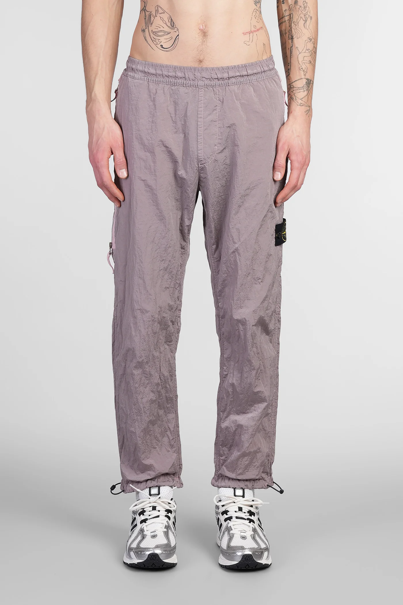 Pants in rose-pink polyamide