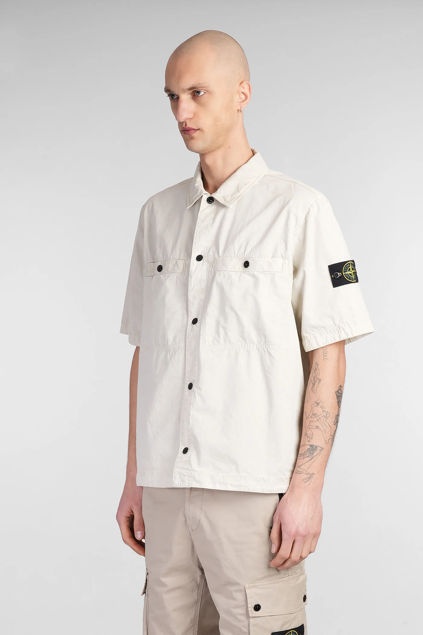 Shirt in beige cotton - Image 4