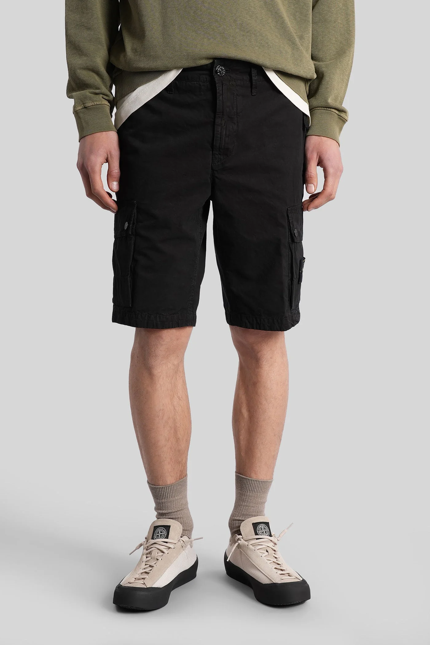 Shorts in black cotton