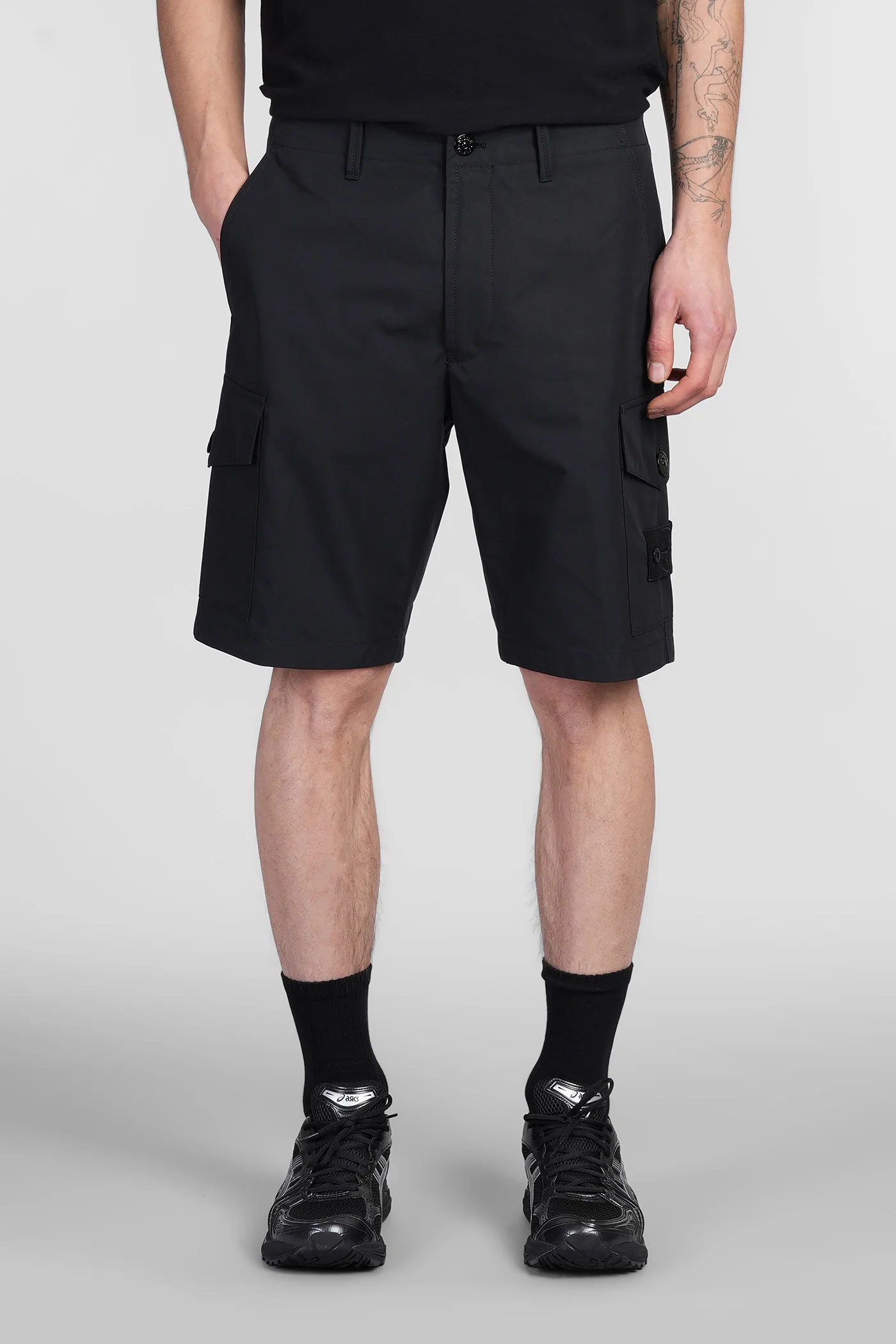 Shorts in black cotton