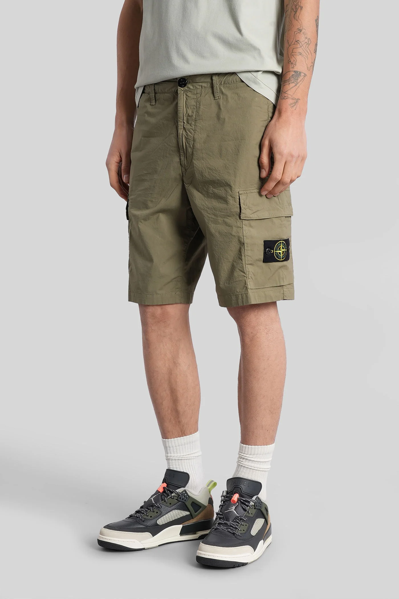 Shorts in green cotton - Image 4