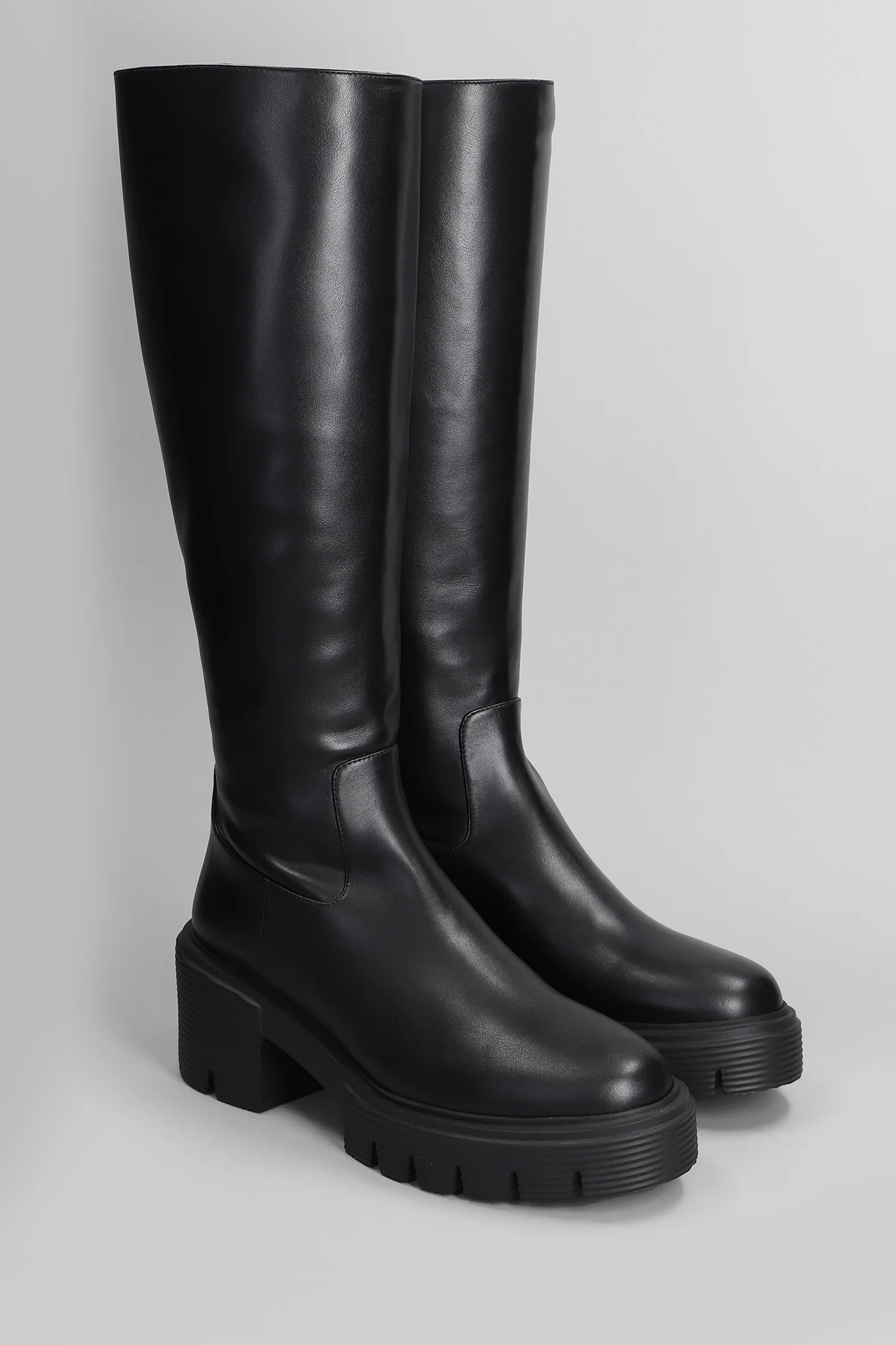 Soho knee High heels boots in black leather - Image 2
