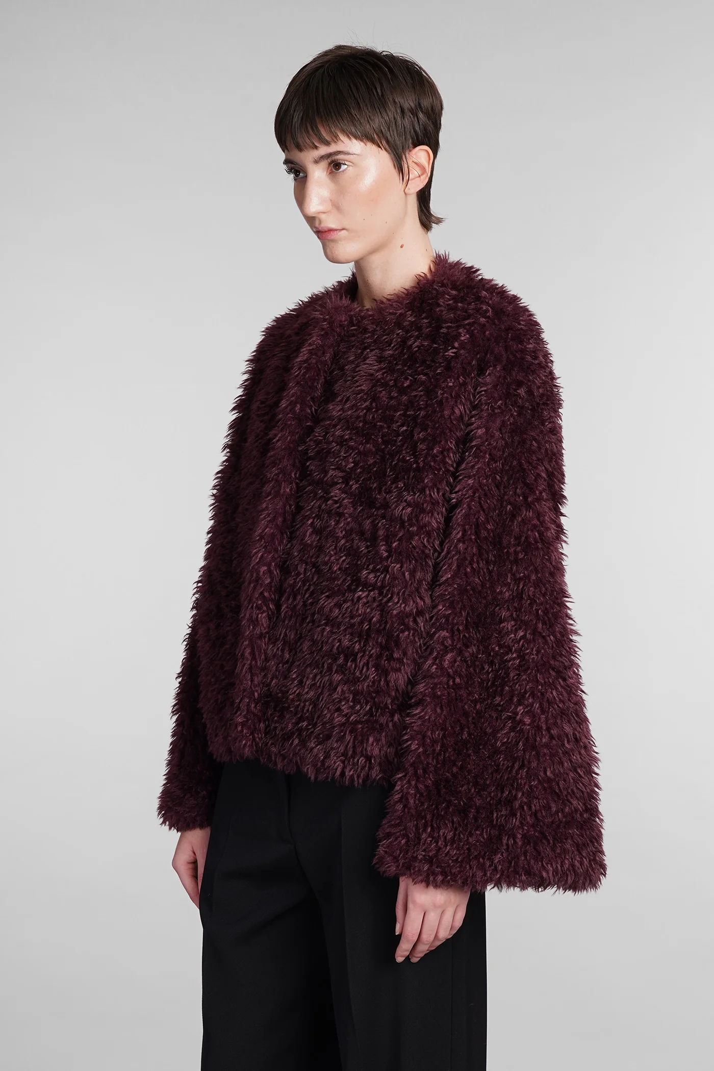 Olena Fur & Shearling in bordeaux polyester - Image 4