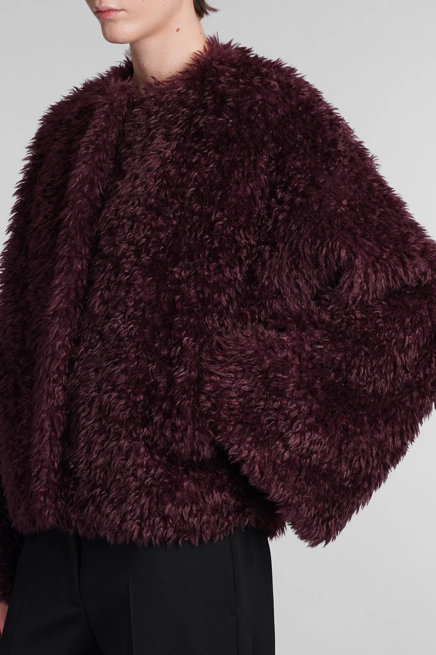 Olena Fur & Shearling in bordeaux polyester - Image 5