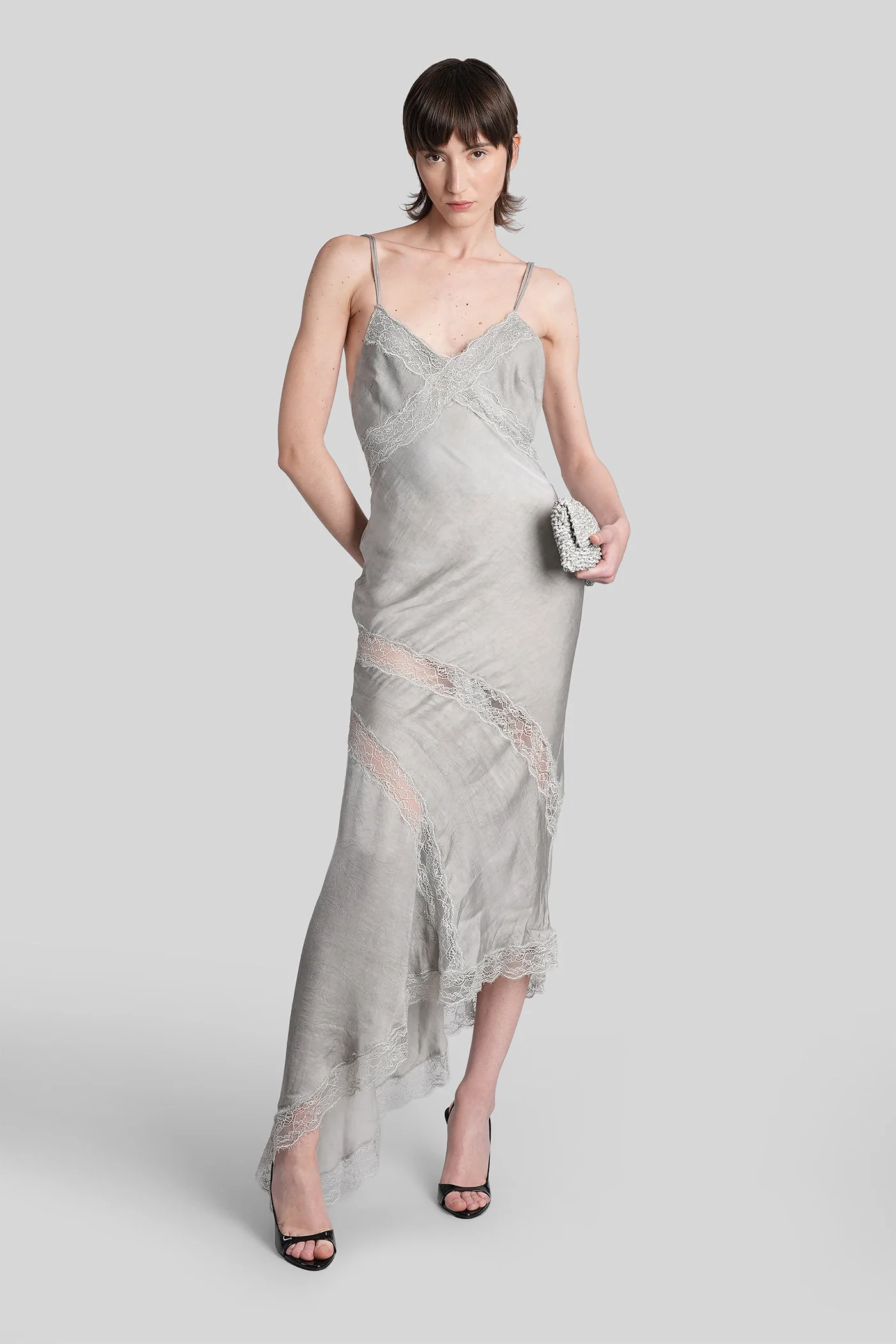 Rosetta Mini dress in grey viscose - Image 2