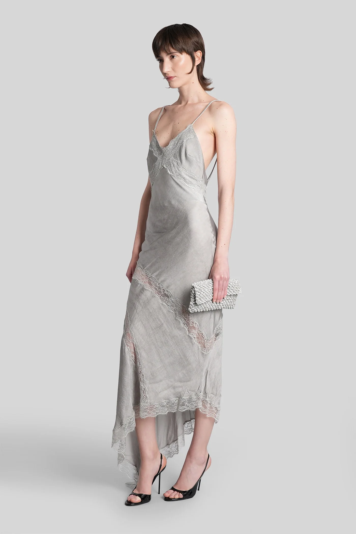Rosetta Mini dress in grey viscose - Image 4