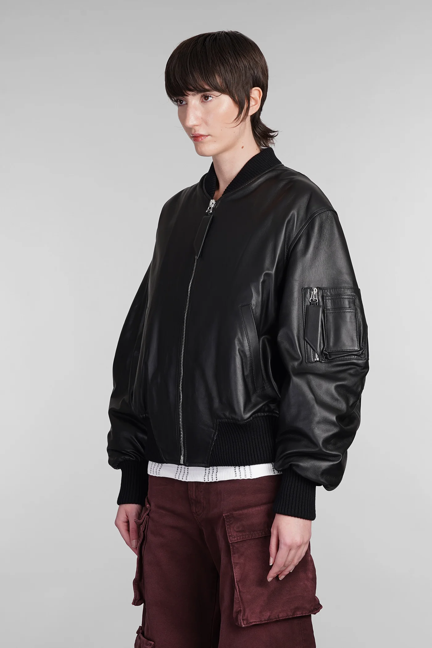 Anja Bomber Jacket in black leather - Image 4