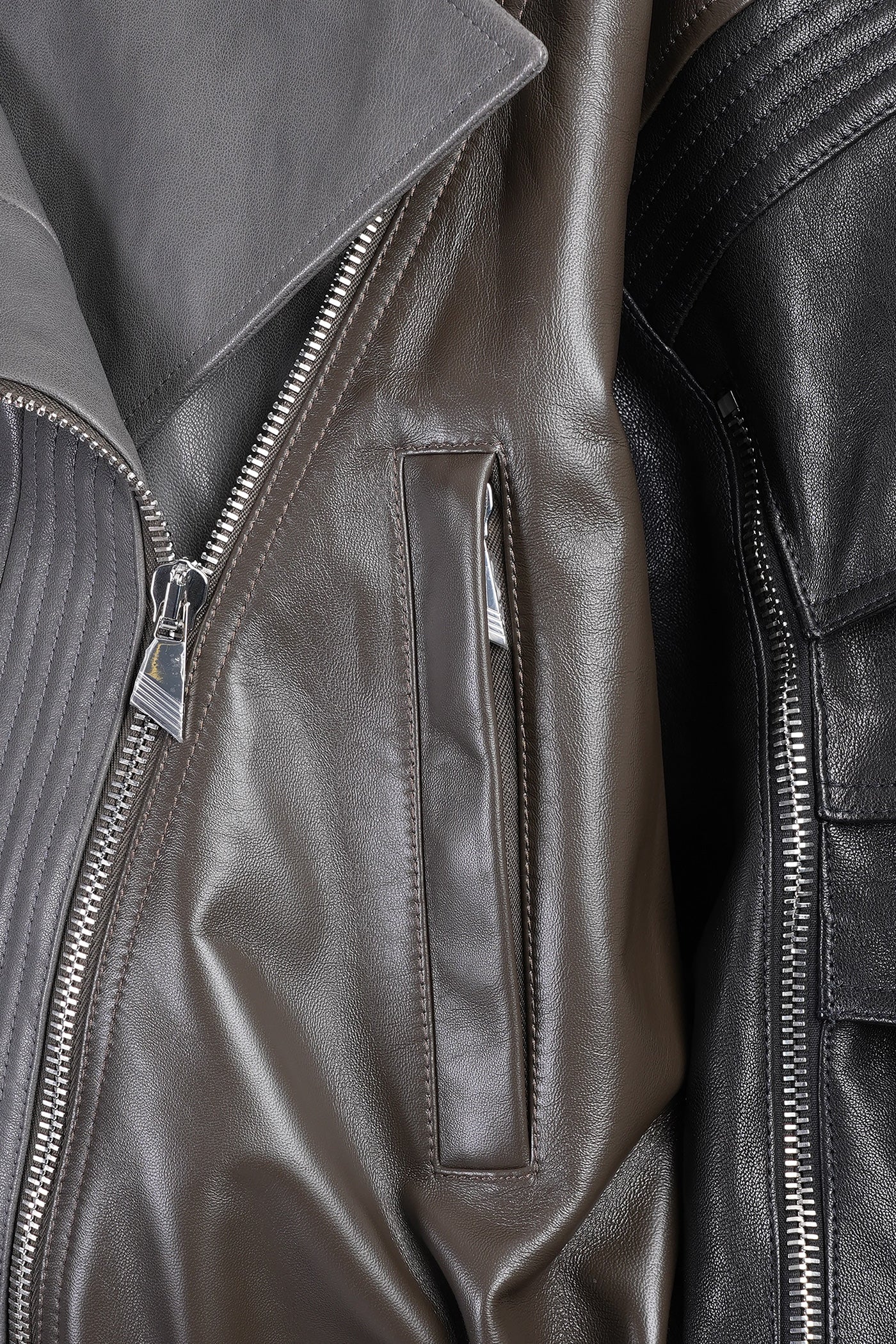 Biker jacket in grey leather - Image 5