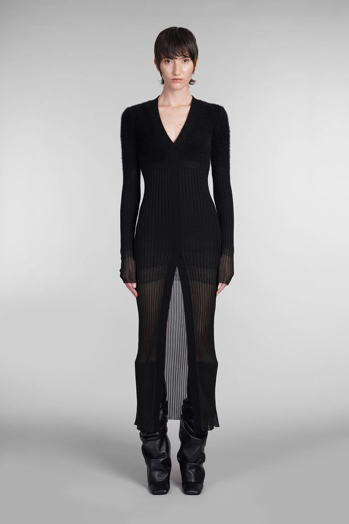 Dress woman in black polyamide