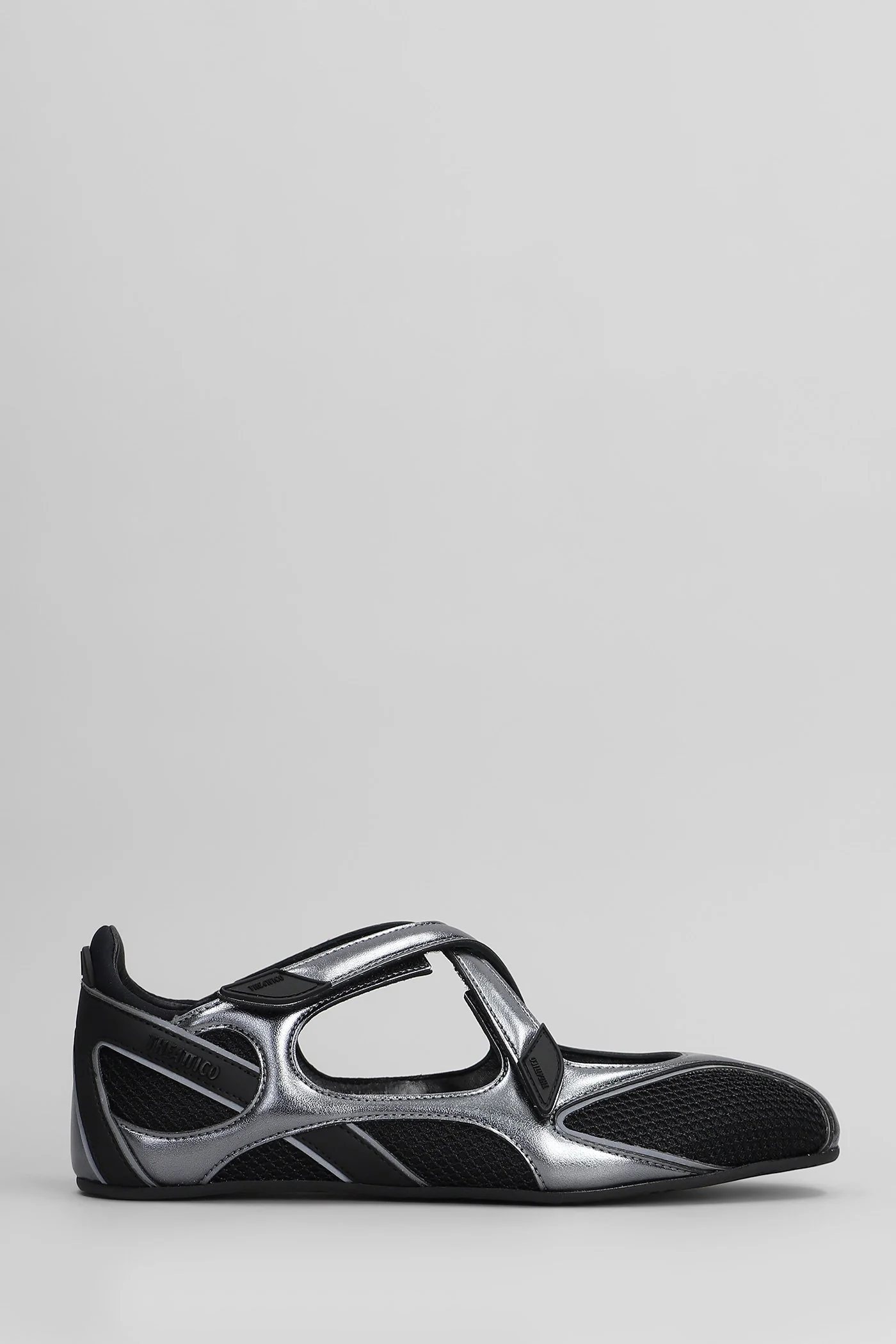 Floor01 Ballet flats in black leather and fabric