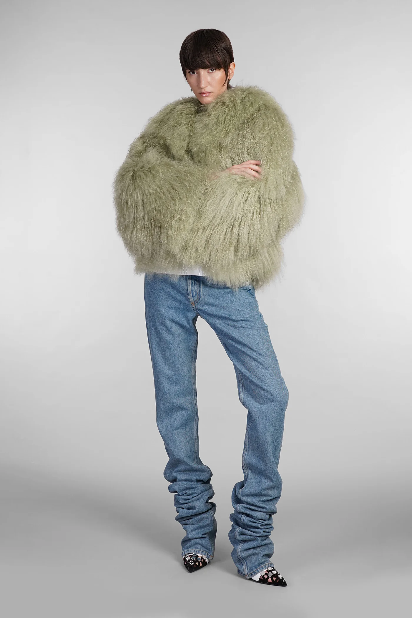 Fur & Shearling in green leather - Image 2