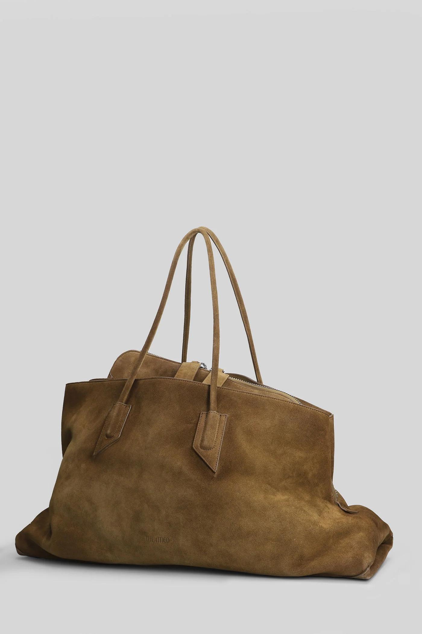 La passeggiata large Shoulder bag in green suede - Image 2