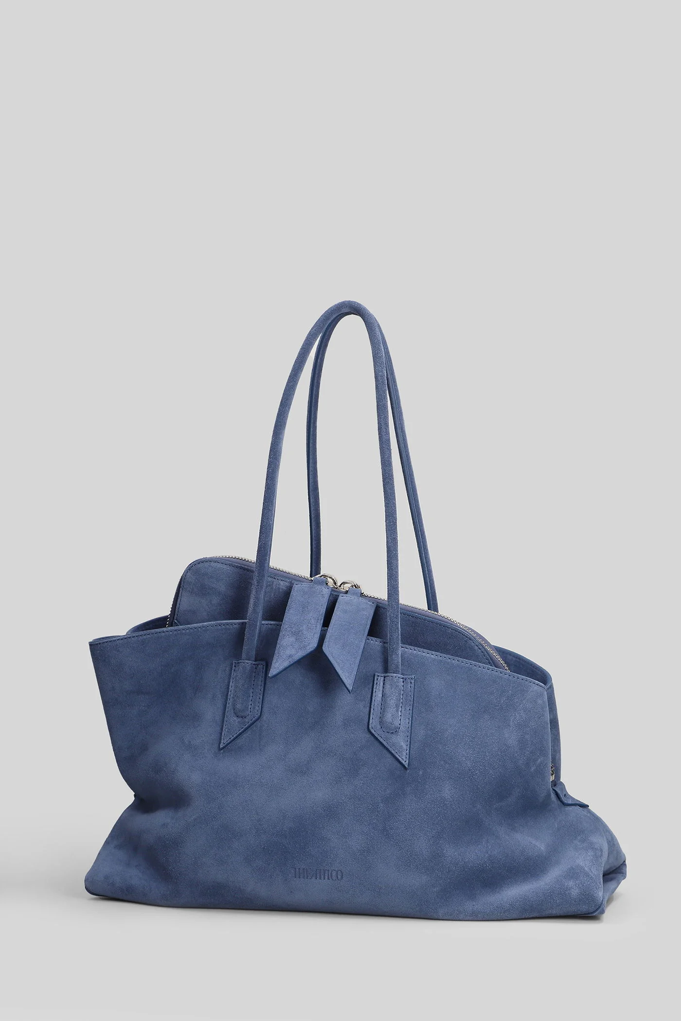 La passeggiata medium Shoulder bag in cyan suede - Image 2