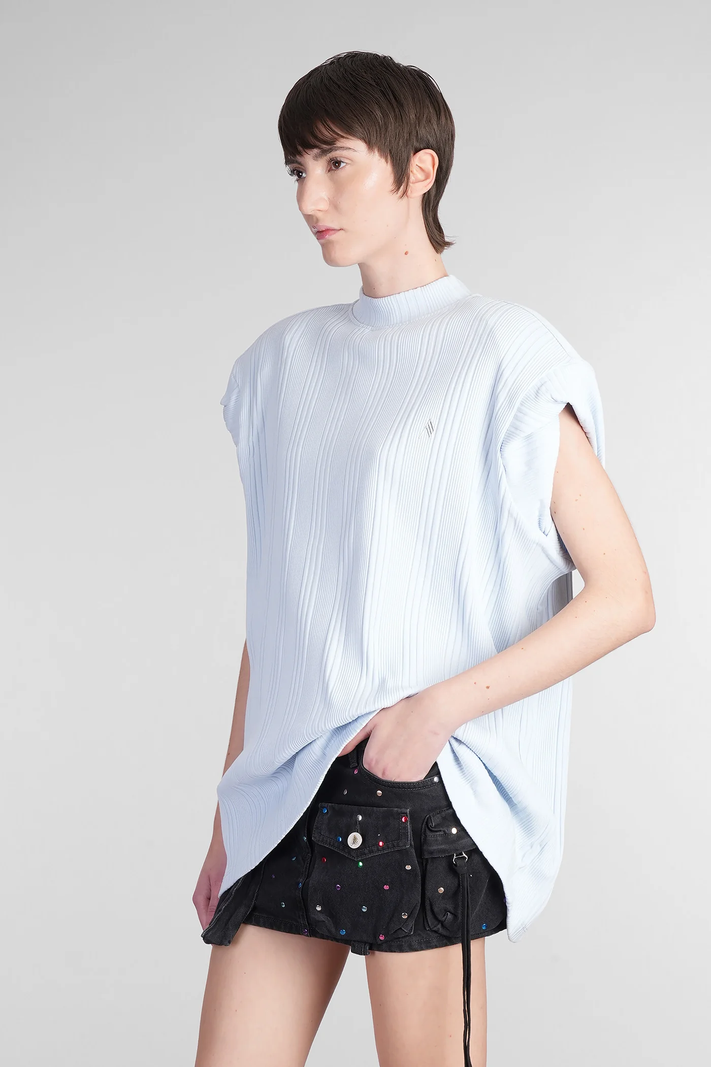 Laurie T-Shirt in cyan cotton - Image 4