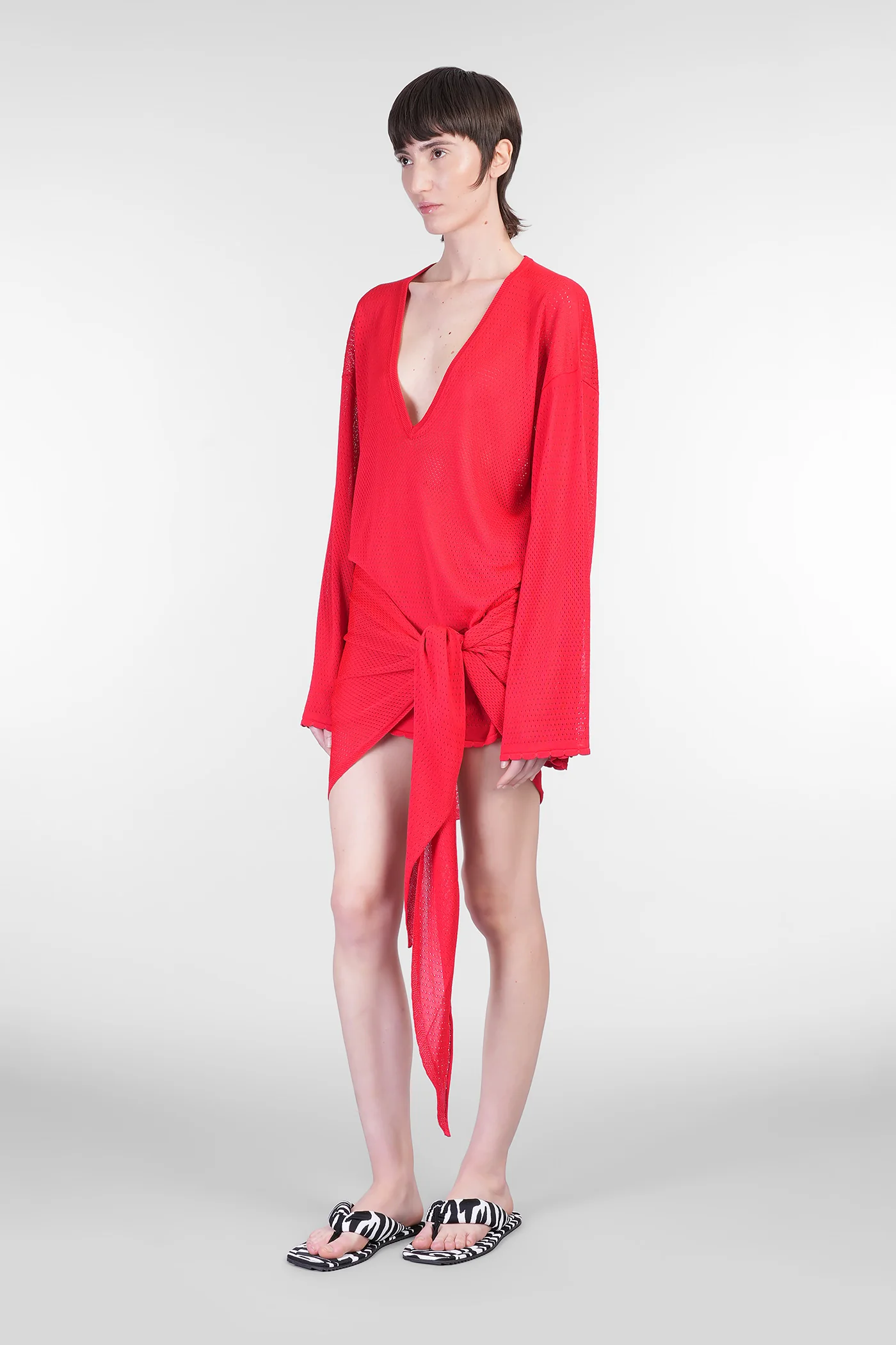 Mini dress in red viscose - Image 4