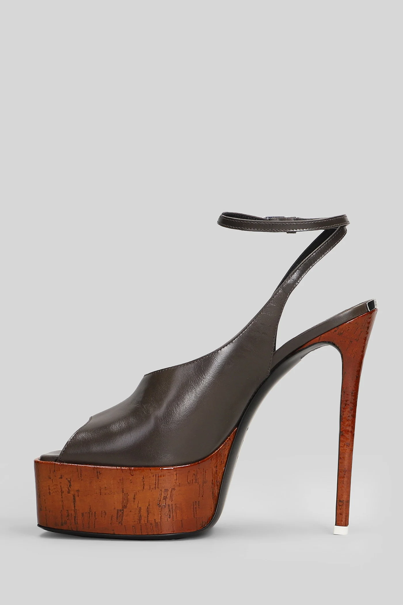 Ornella Sandals in brown leather - Image 3