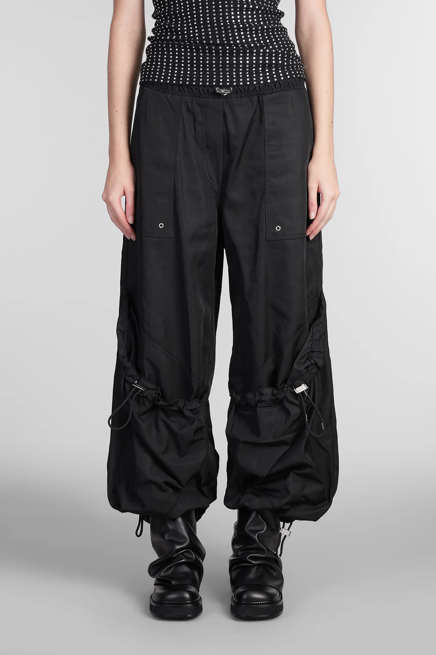 Pants in black polyester