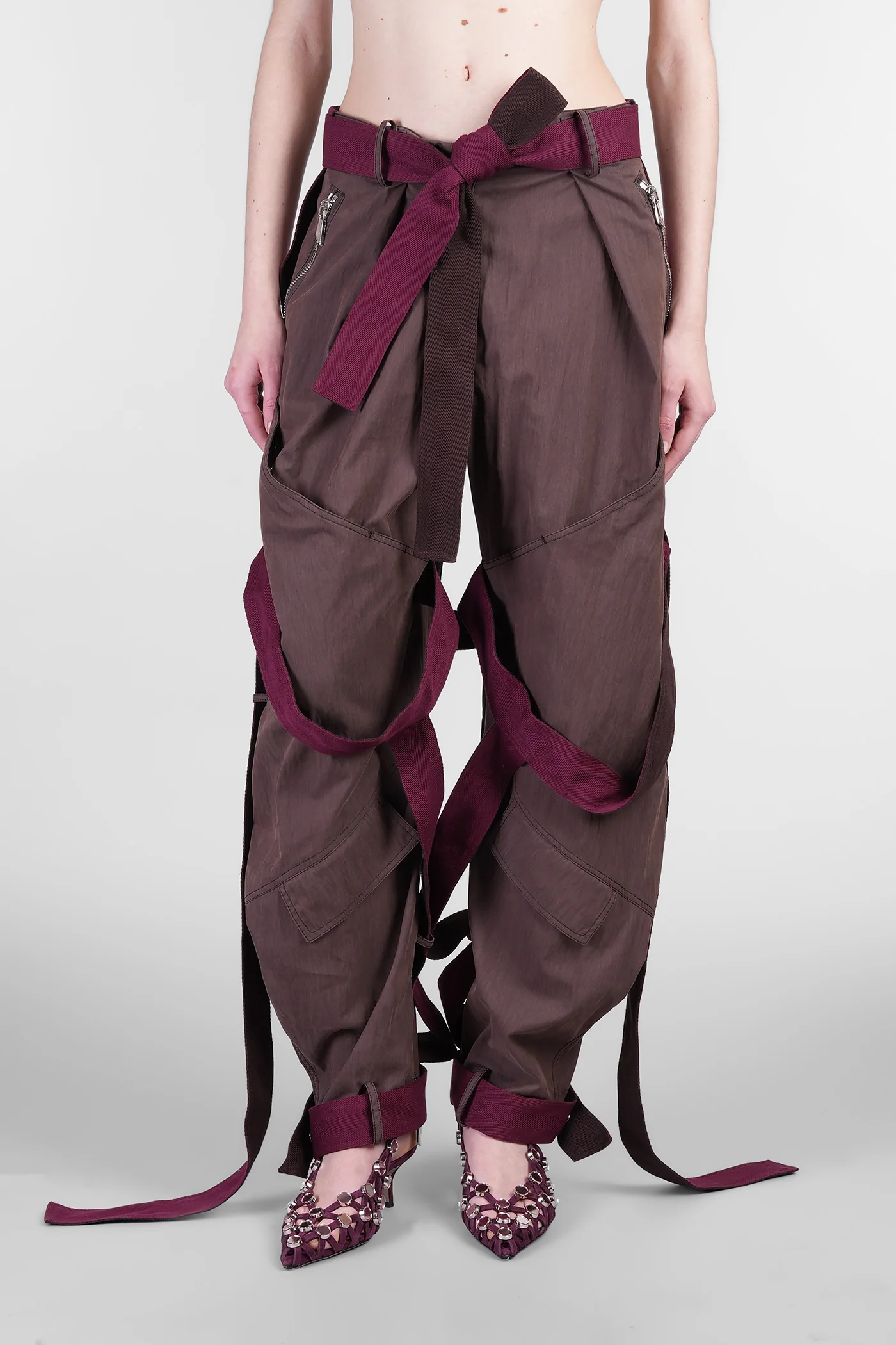 Pants in brown cotton
