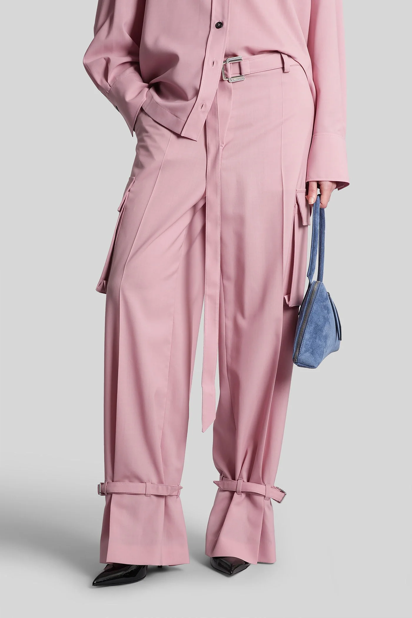 Pants in rose-pink polyester