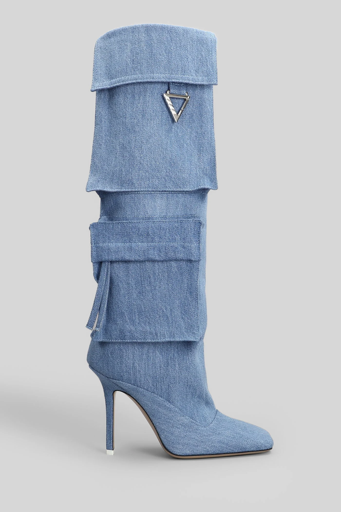 Sienna High heels boots in cyan cotton