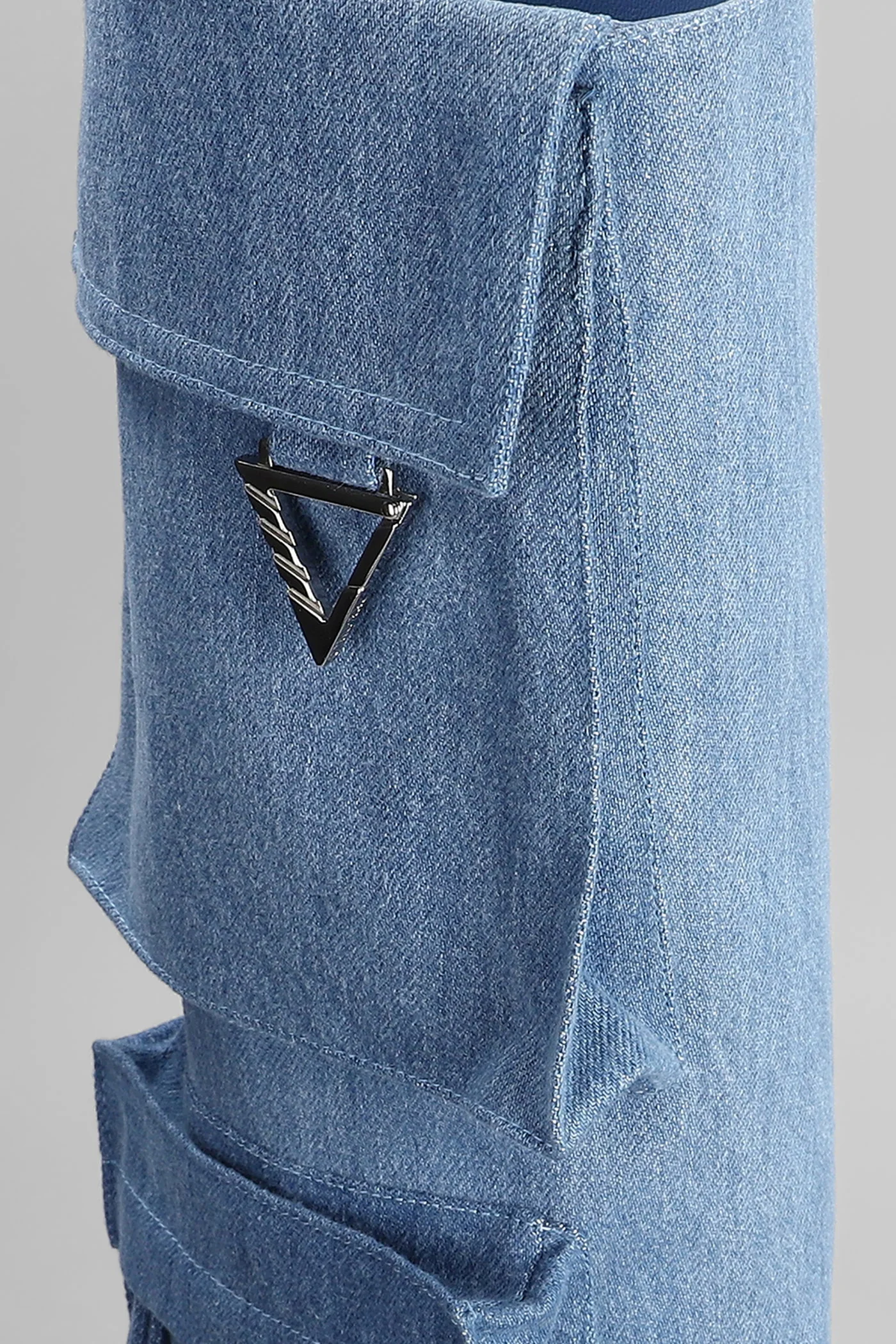 Sienna High heels boots in cyan cotton - Image 5