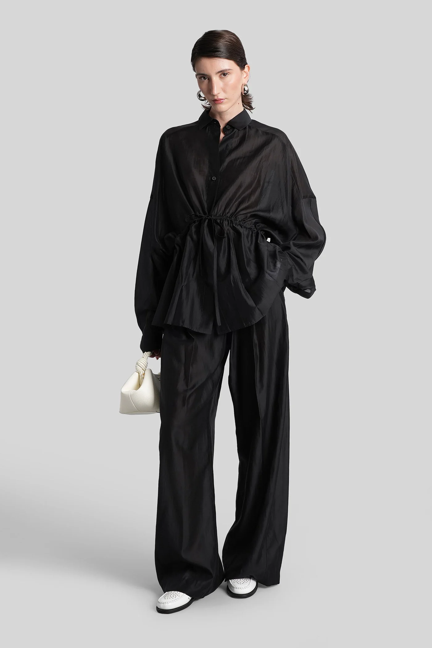 Billie 3111 Pants in black wool and polyester - Image 2