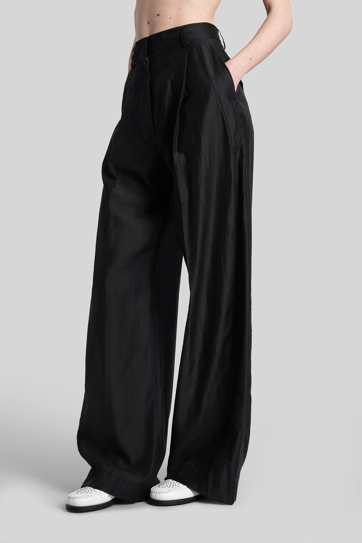 Billie 3111 Pants in black wool and polyester - Image 4
