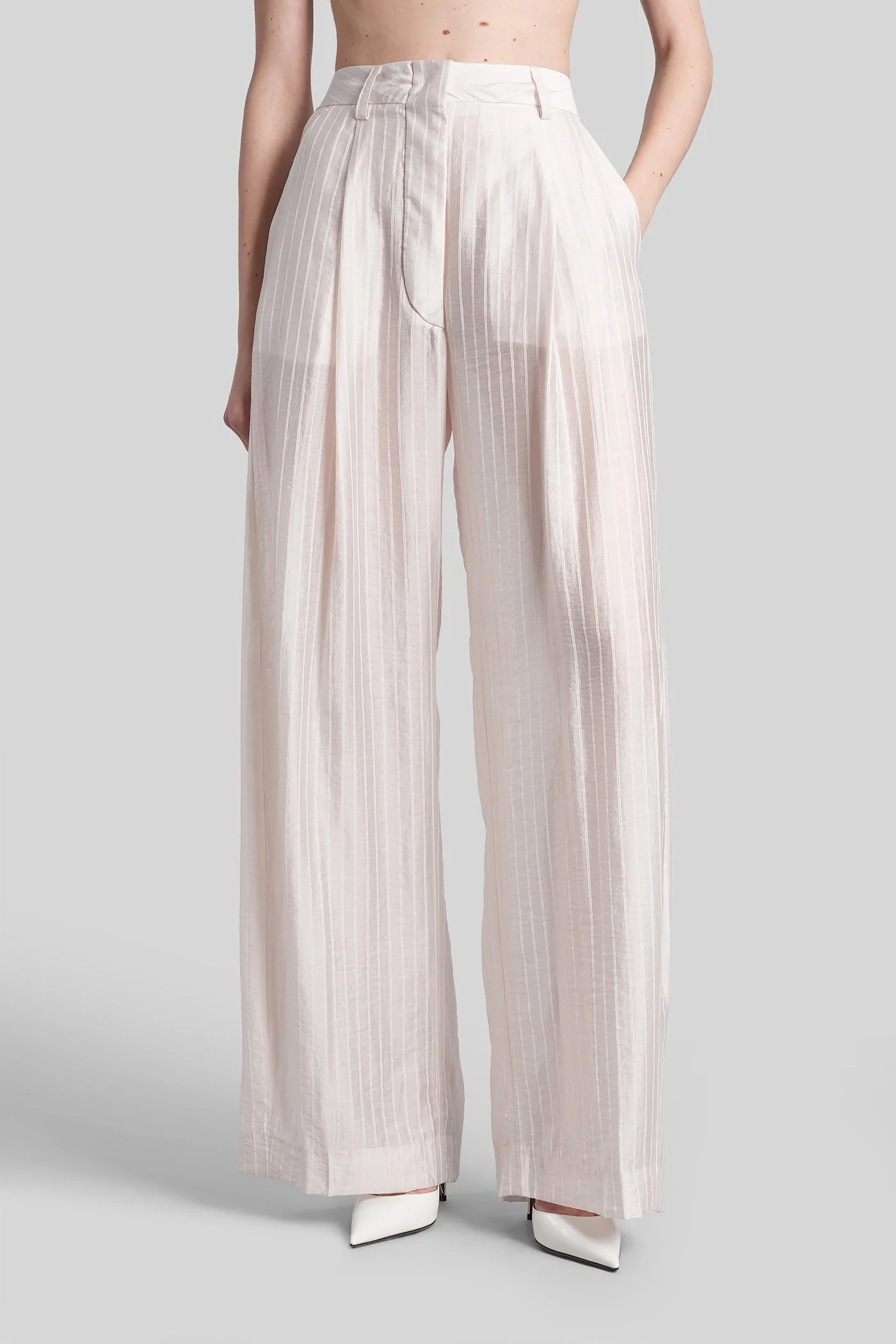 Billie 3111 Pants in white wool and polyester