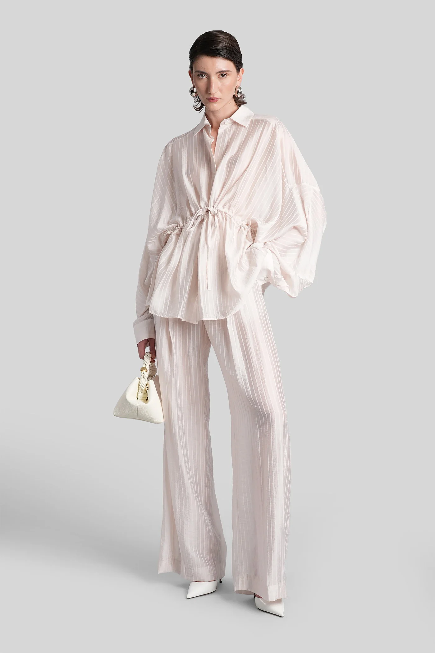 Billie 3111 Pants in white wool and polyester - Image 2
