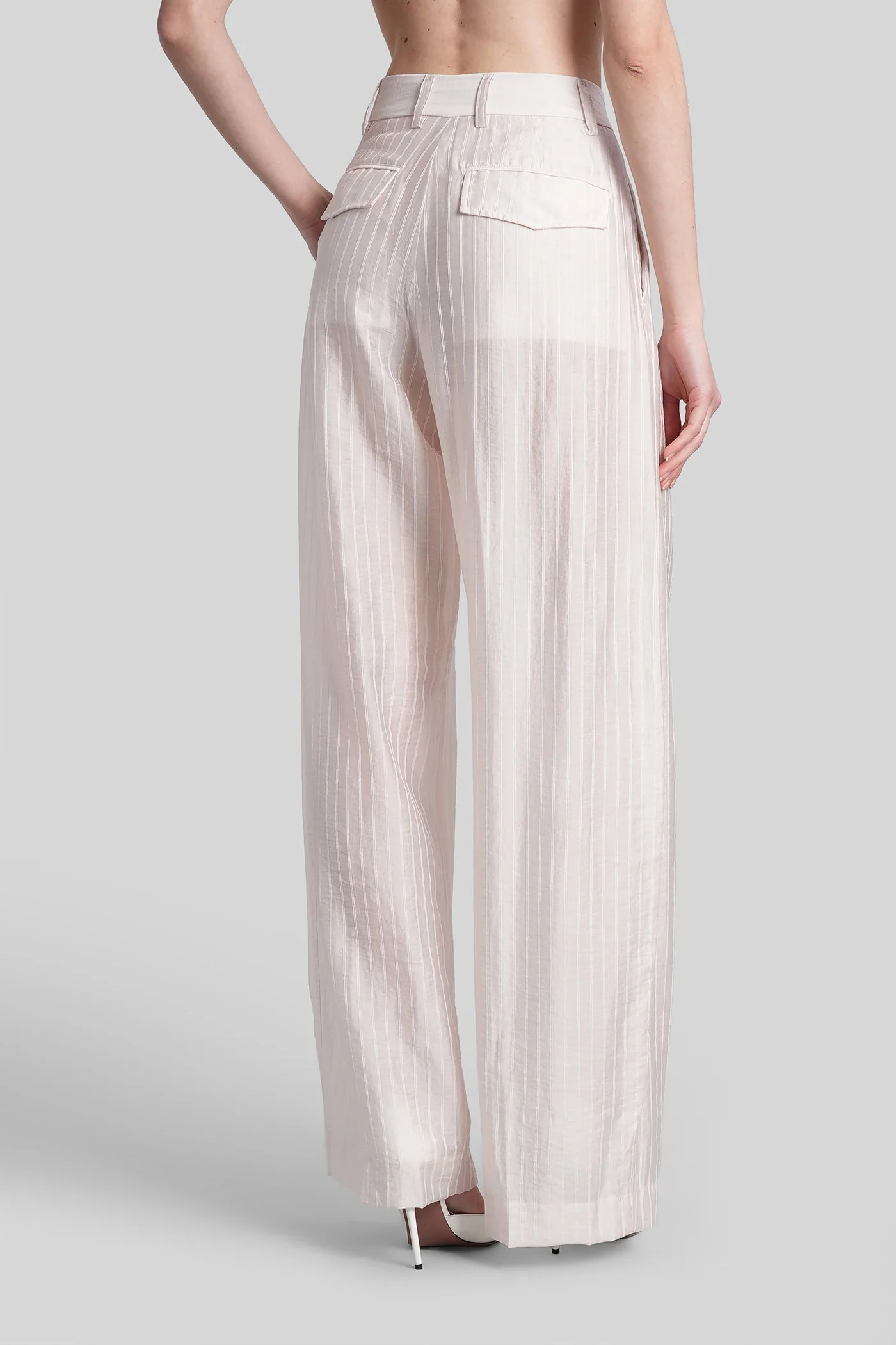 Billie 3111 Pants in white wool and polyester - Image 3