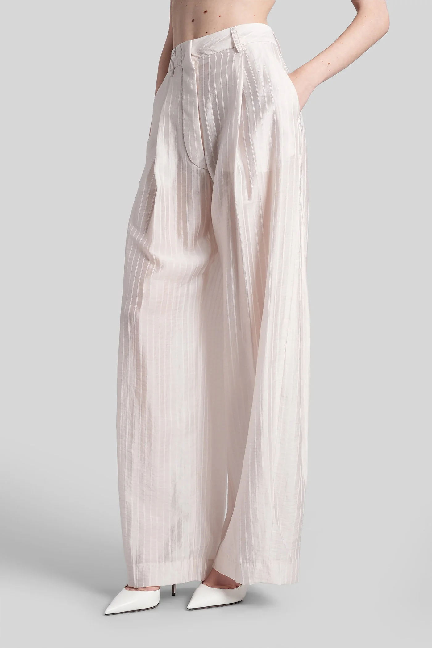 Billie 3111 Pants in white wool and polyester - Image 4