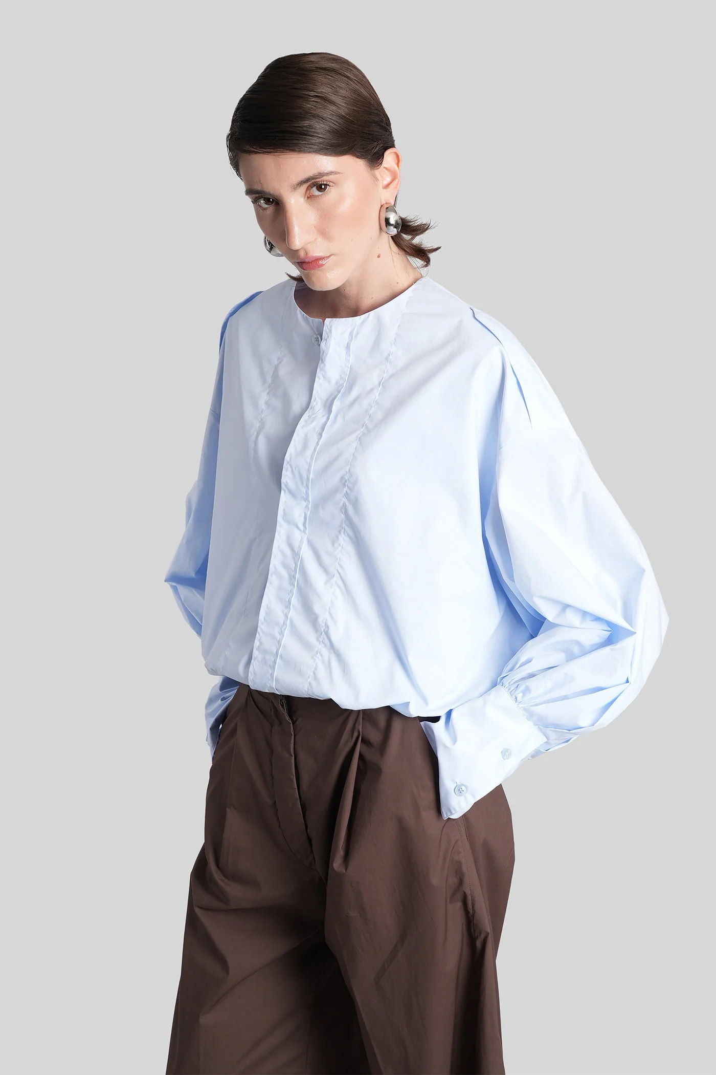 Diana 4007 Shirt in cyan cotton - Image 2